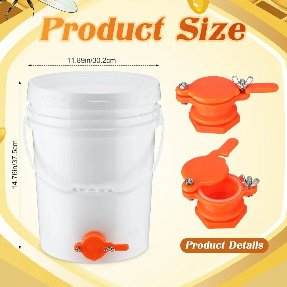 1 set of 5-gallon plastic honey buckets (20-liter plastic buckets with plastic valves) beekeeping supplies