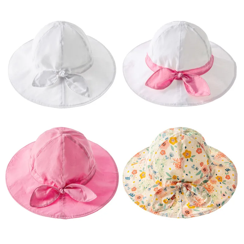 Baby Sun Hat Summer Boys Girls Bucket Hat Kids Cotton UV Travel Hats Child Big Brim Outdoor Beach Caps