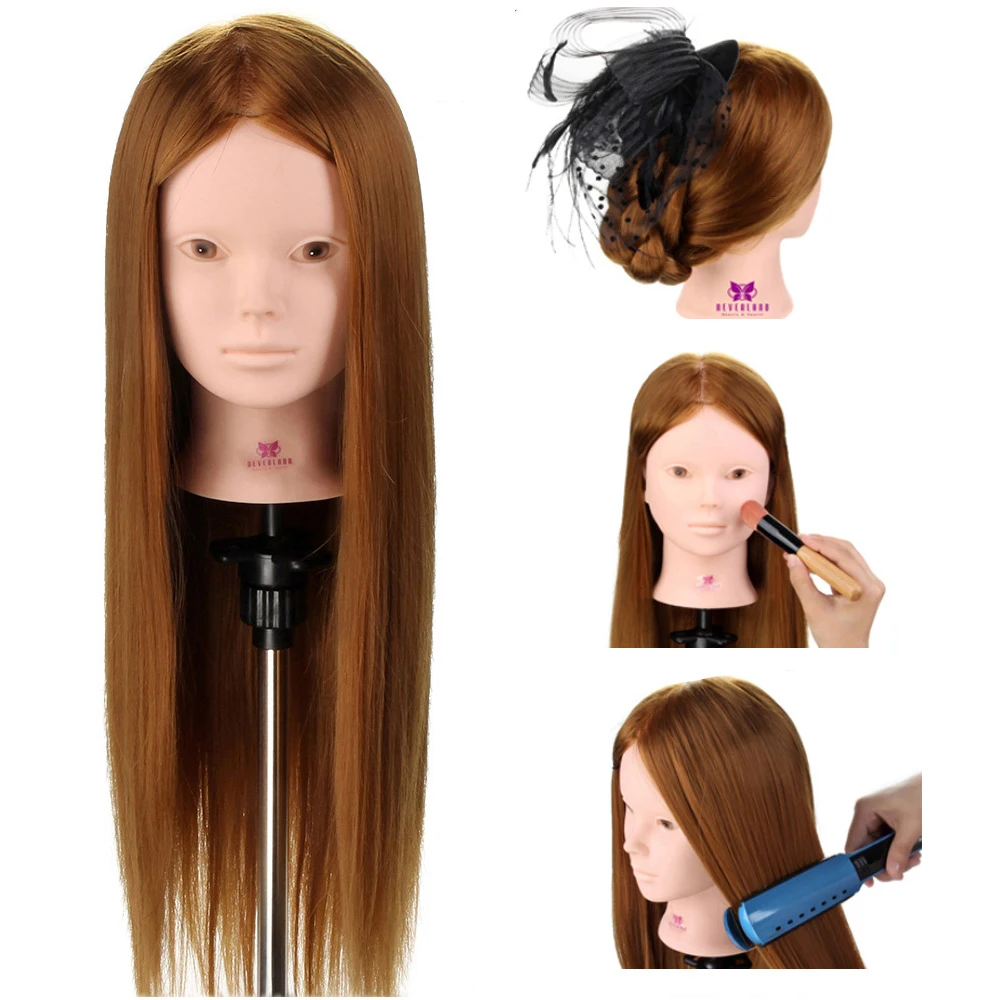 Kit de tête de Mannequin pour entraînement au maquillage, 24 pouces, 50% vrais cheveux humains, coiffure professionnelle, Mannequin de tressage, tête de poupée