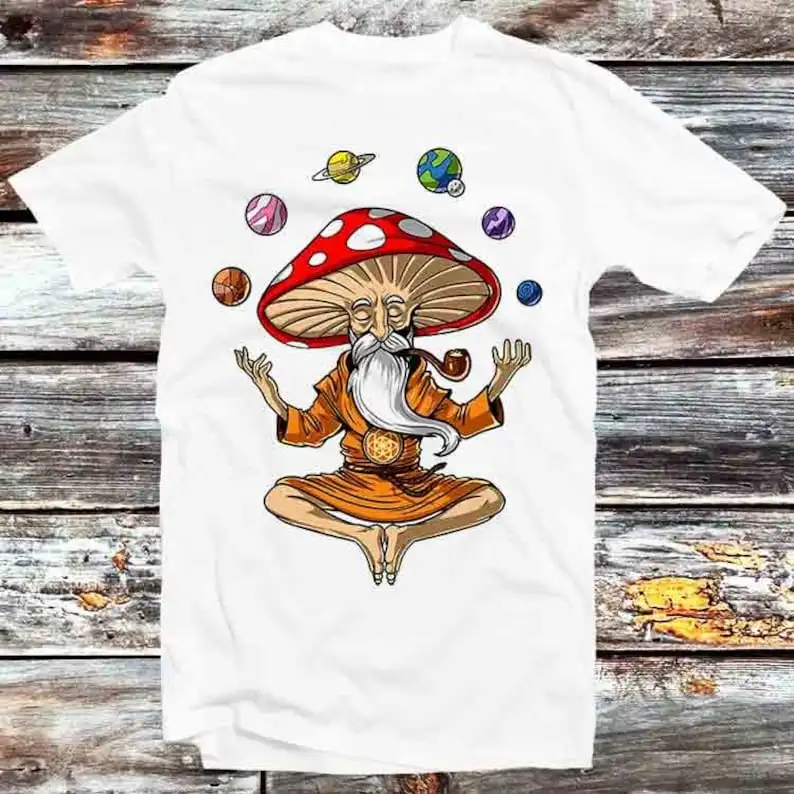 

Волшебный гриб Будда Ом планета медитация ранняя чакра футболка Ретро Подарок Мужчины Женщины унисекс мультфильм Аниме Топ B1168