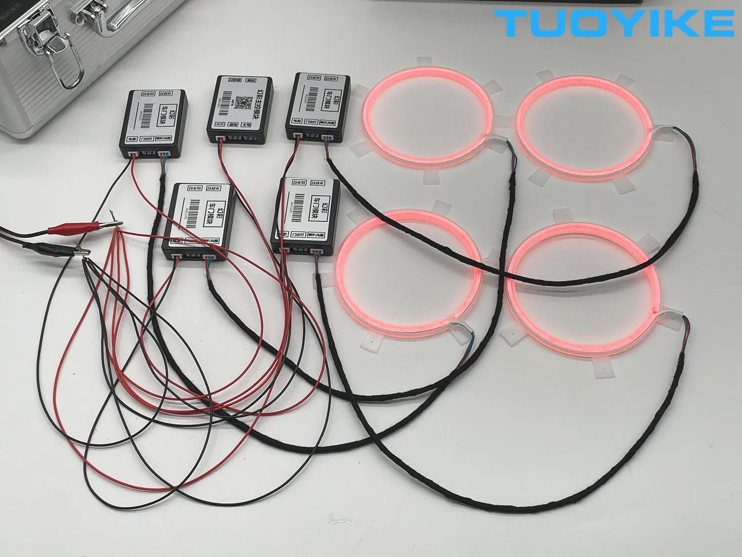 4PCS LED Symphony Car Audio Horn Loudspeaker 64 Colors Interior Ambient Atmosphere App Control Door Decorate Lights 210 Modes