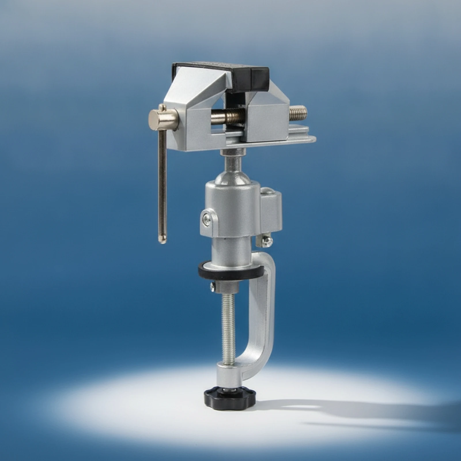 Bench Clamp Vise with Drill Stand Aluminum Vise with Drill Holder Tool Adjustable Benchtop for Hobbyists, Workbench, Workshop