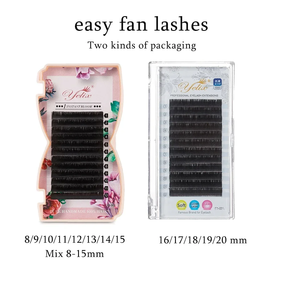 Yelix Easy Fanning Individual Eyelash Extensions Mega Volume Lashes Easy Fan Eyelash Natural Professional Eyelashes For Building