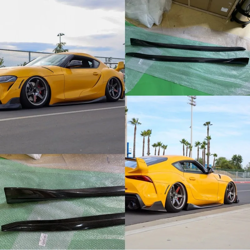 For Toyota Supra A90 19+ VRS-Style Carbon Fiber Side Skirt Addon Bodykits 2pcs Body Kit Trim Extension Add on Bodykit