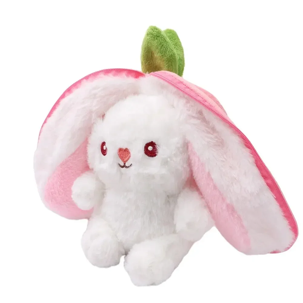 25 cm Cosplay Erdbeere Karotte Kaninchen Plüsch Spielzeug Gefüllte Kreative Tasche in Obst Verwandeln Baby Kuschelige Hase Plushie Puppe Für kind