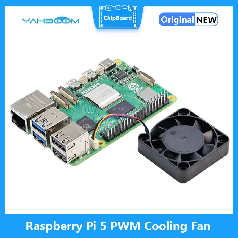 Raspberry Pi 5th Generation Pi5 PWM Cooling Fan Speed Regulation Cooling Large Size DIY Shell Silent Four-pin JST