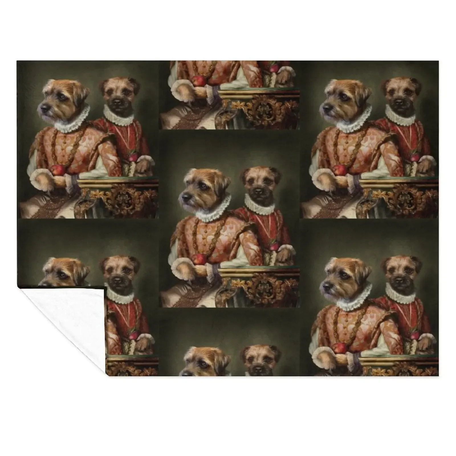 

Border Terrier Dog Portrait - Holly and Ivy Throw Blanket Flannel Fabric Bed Fashionable bed plaid christmas gifts Blankets