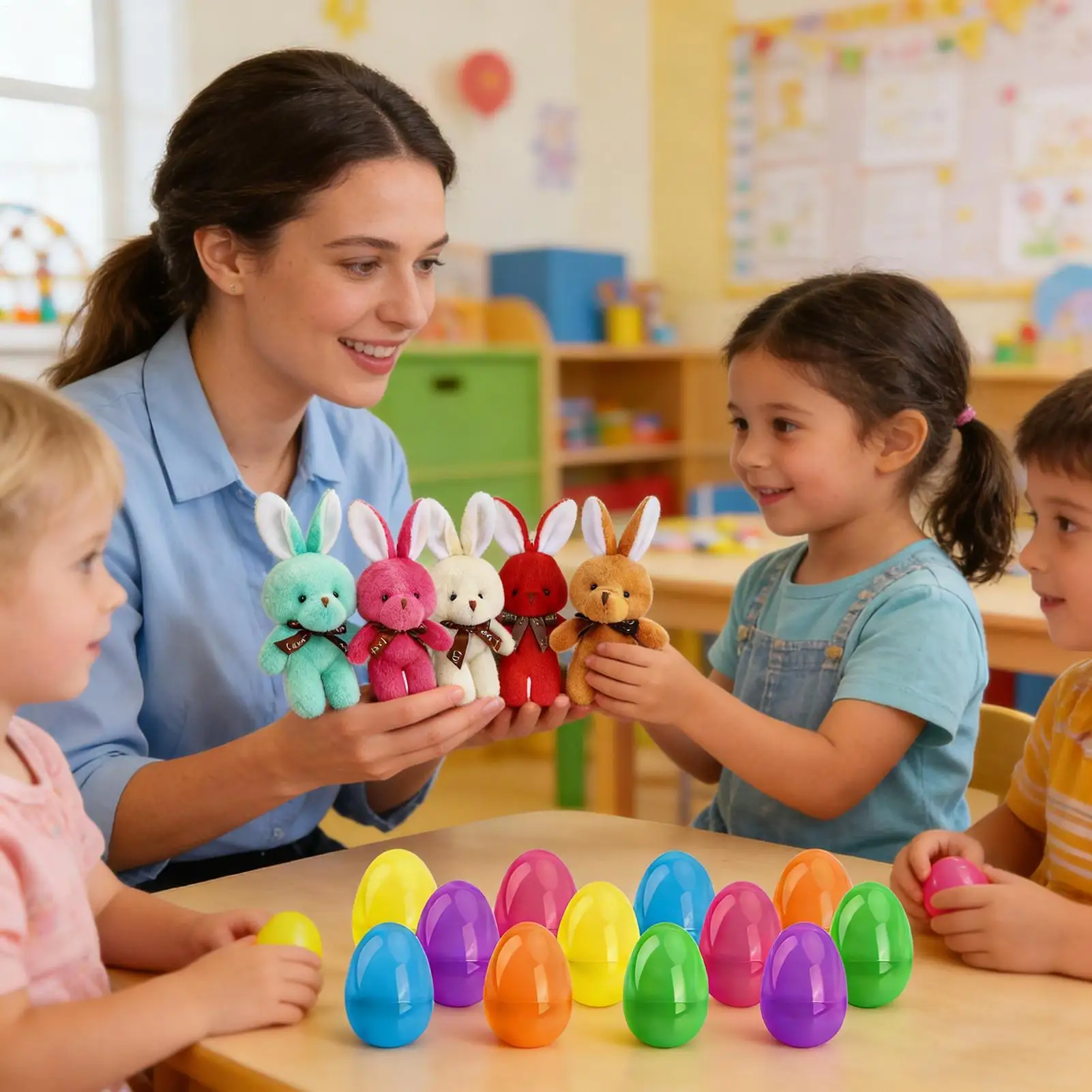 

Набор готовых пасхальных яиц с плюшевыми кроликами-подвесками для детей, мальчиков, девочек, семейных встреч и праздничных мероприятий