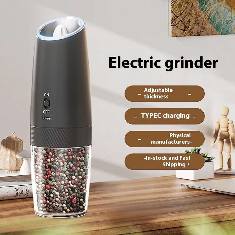 

usb Pepper grinder [Gratility Induction Model - Charging Model] Electric Pepper Grinder Kitchen Black Pepper