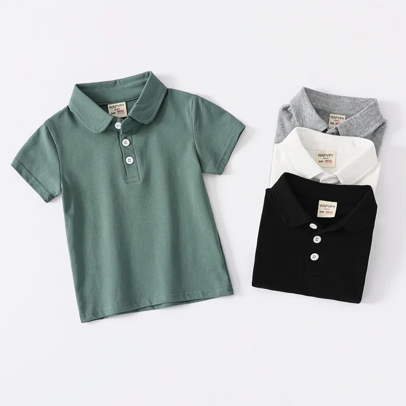 Boys Cotton Polo Shirts Summer 1 to 2 3 4 5 6 7 Years Children Solid Lapel Tees Kids High Quality Outfit T-shirts Baby Clothes