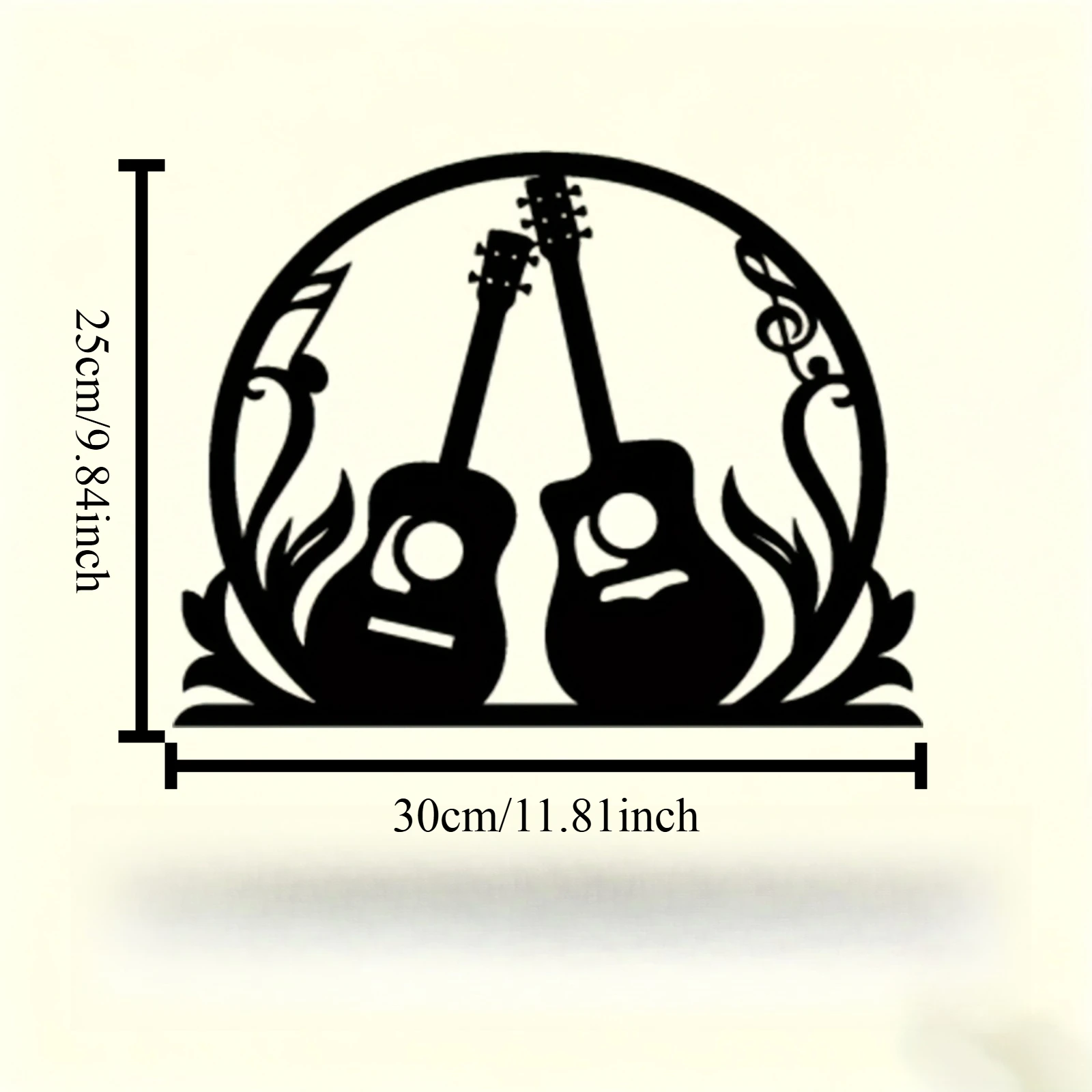CIFBUY Wrought Iron Guitar Wall Decor Musical Note Metal Sign Vintage Vine Flower Silhouette Art for Music Studio Living Room Ho