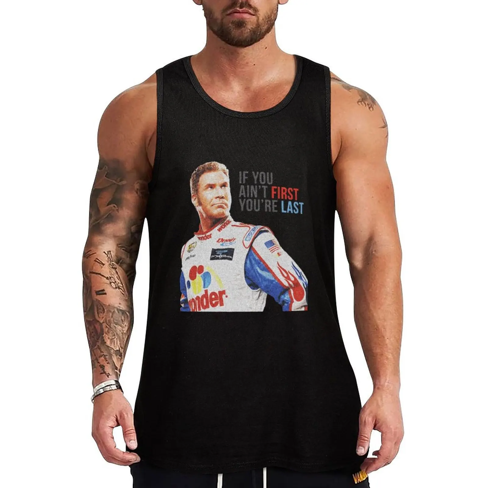 

RICKY BOBBY FIRST Tank Top Dry Fit Workout Tank Top Sleeveless Athletic Shirt