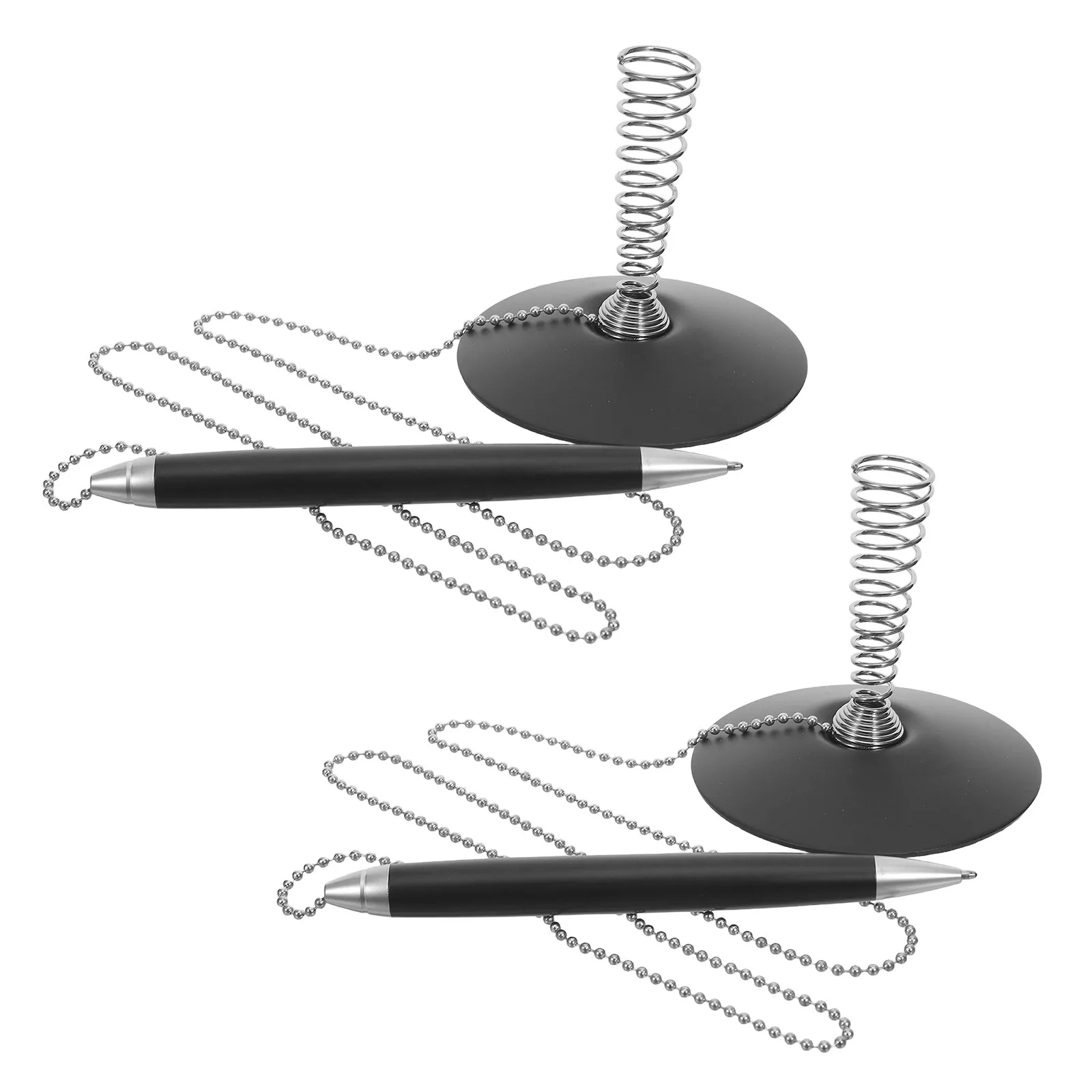 

2Pcs Business Office Pens Reception Counter Adhesive Ballpoint Pen with Chain Executive Desk Signature Pen Holder Secure Desktop