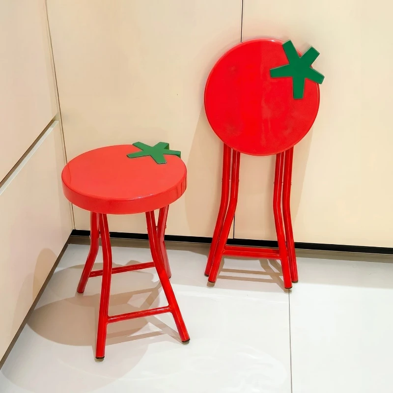 

Tomato folding stool, round stool, cute, portable adult chair for home use