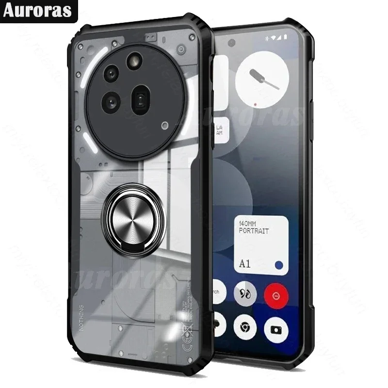 Transparente, stoßfeste Acryl-Handyhülle für Nothing Phone 3A Pro 3, A, Magnethalter, Ring, Fundas für Nothing Phone 3A Pro 3A