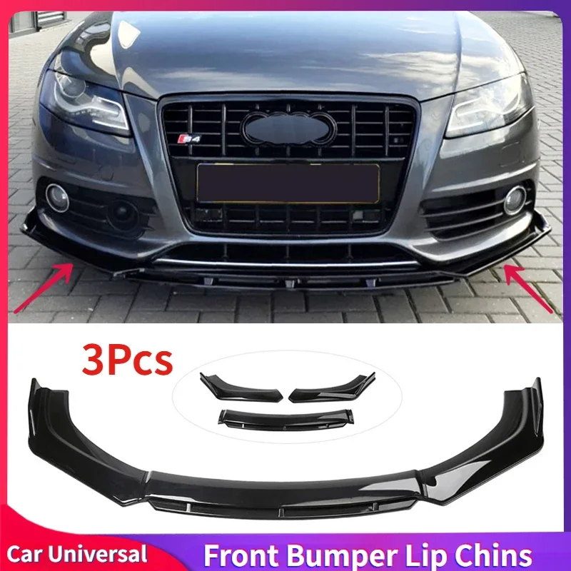 車ユニバーサルフロントバンパーリップあごスポイラースプリッターディフューザーアウディ A4 S4 A6 S6 B6 B7 B8 ワゴン Awant ボディキットアクセサリー