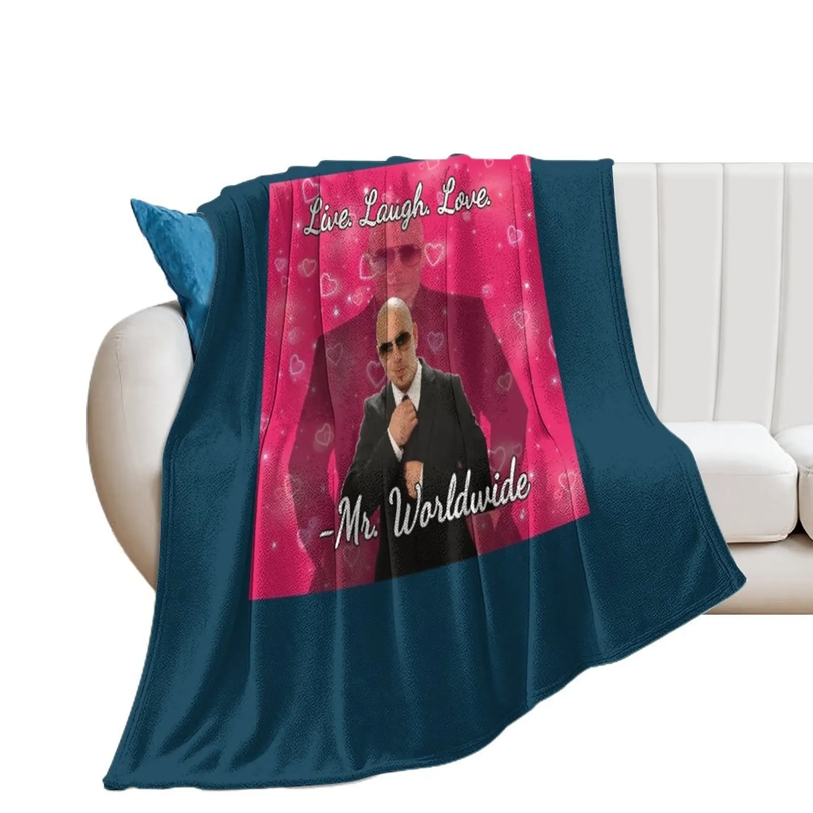 

Mr worldwide says to live laugh love Throw Blanket wednesday anime Winter beds Hairys Blankets