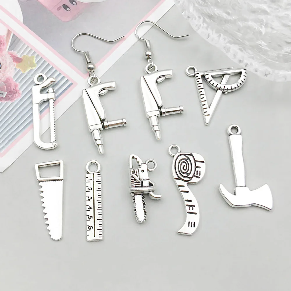 3Pcs Mini Combination Tool Charms Silver Color Wrench Pliers Hammerhead Screwdriver Spanner Pendant Jewelry Making DIY Craft