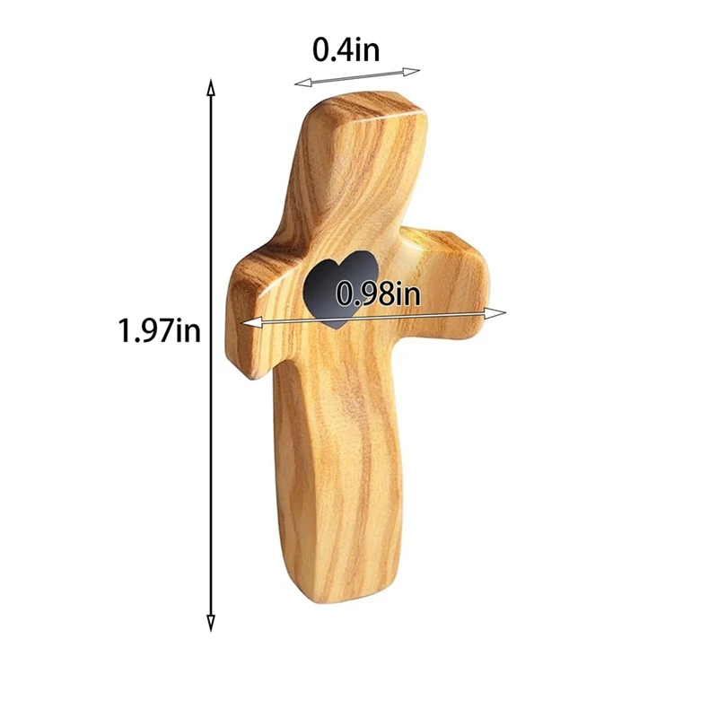 6ชิ้นของขวัญให้กำลังใจรูปหัวใจของฉันที่ถือด้วยมือทำจากไม้ไม้กางเขนแบบถือด้วยมือสำหรับการอธิษฐานทนทาน
