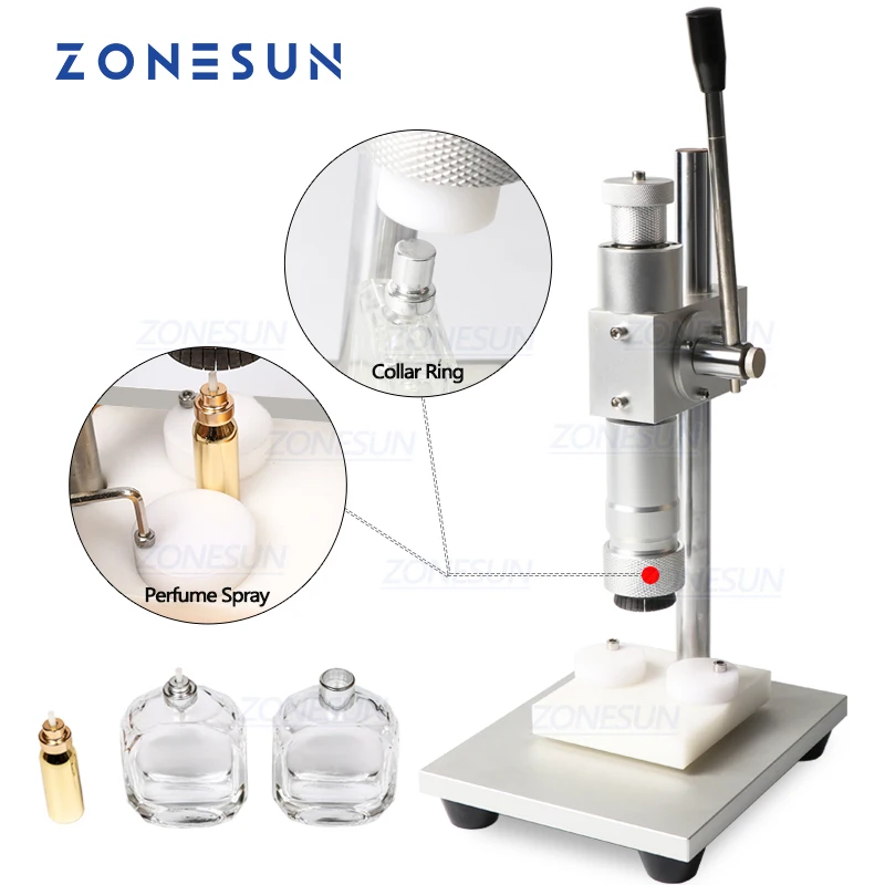 ZONESUN-Máquina Manual de tapado de botellas de Perfume, prensador de viales, equipo de tapado de bloqueo de tapa de Collar de Metal, ZS-TYG2