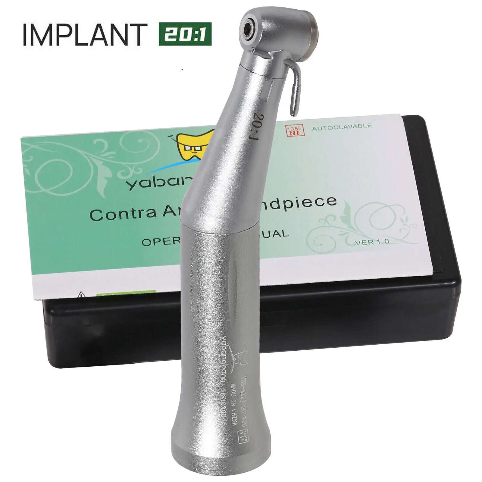 Dental Implant Handpiece 20:1 Reduction Low Speed Contra Angle Push Button/Latch Type Fit NSK