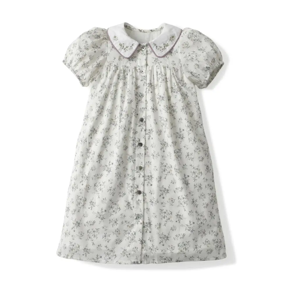 

Baby Girls Embroidery Dress Children Casual Floral Frock Peter Pan Collar Kids Boutique Clothes Summer Girl Spanish Dresses