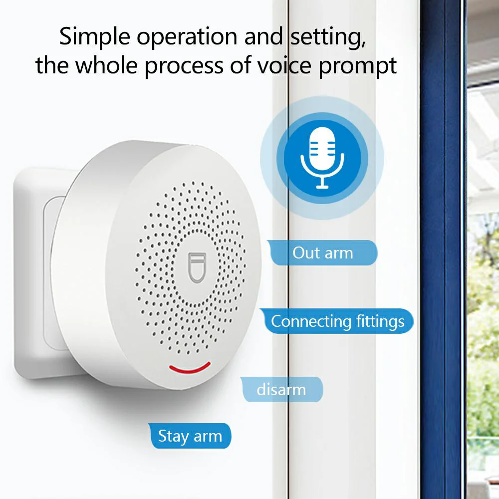 WIFI Security Alarm System Siren Compatible 433Mhz Anti-theft Motion Door Sensor Compatible with Tuya Smart Google Home Alexa