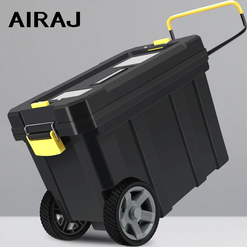 AIRAJ 21Inch Multifunctional Pull Rod Toolbox With Wheels HighCapacity Plastic Repair Tool Storage Cases Hardware Tool Organizer