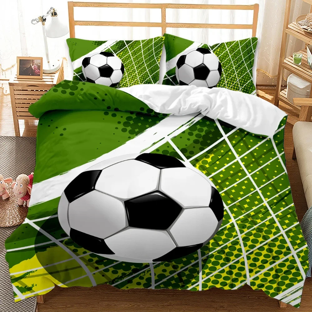 Sports 3D Football Bedding Set and Pillow Case Double Size Household Textile Product Decoration Teenager Room Soccer Duvet Cover