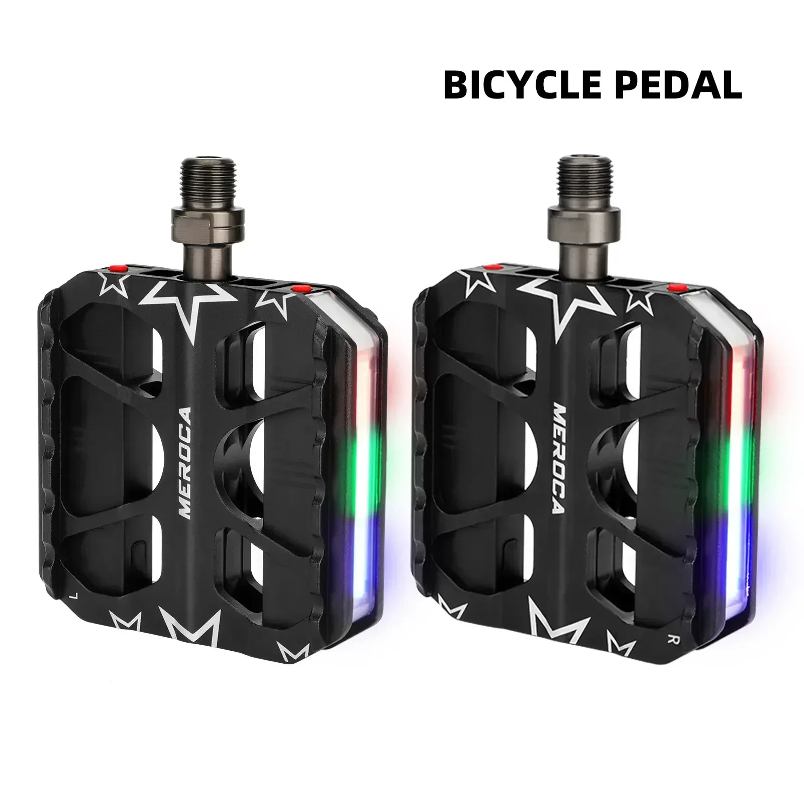

Велосипедные педали MEROCA с 3 подшипниками Rainbow LED — педали MTB из алюминиевого сплава с красочными сигнальными огнями для горного велосипеда