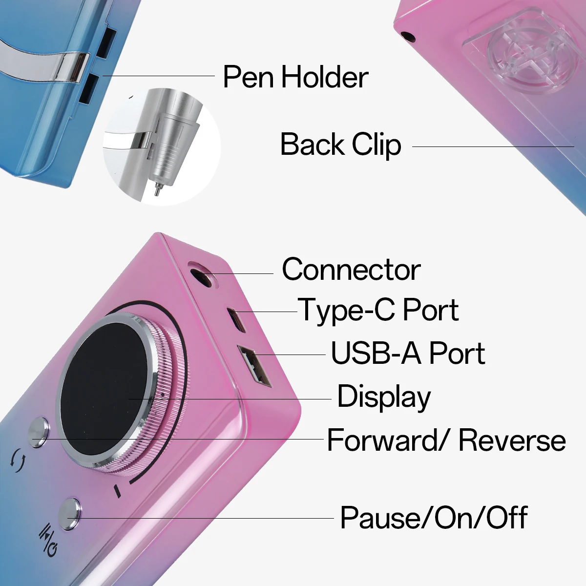 Ponceuse à ongles aste avec écran LCD, ponceuse à vernis à ongles professionnelle, équipement de manucure, faible bruit, 45000 tr/min