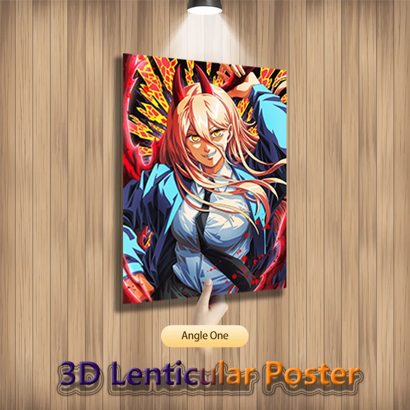 Chainsaw Man Power Makima Denji Anime 3D Lenticular Posters Flip Changing Pictures for Home Decoration Art Work(Without Frame)