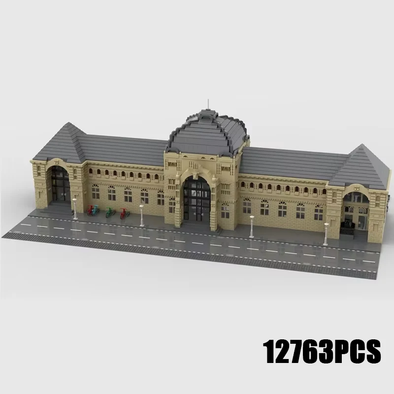 Moc Building Blocks Modular Street View Train Station Technical Bricks DIY Assembly Construction Toys For Childr Holiday Gifts