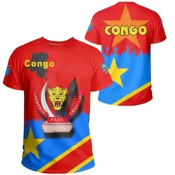 Democratic Republic Of Congo Country Flag 3D Graphic High Quality T Shirts Summer Casual Short Sleeve Round Neck Tshirt Clothes