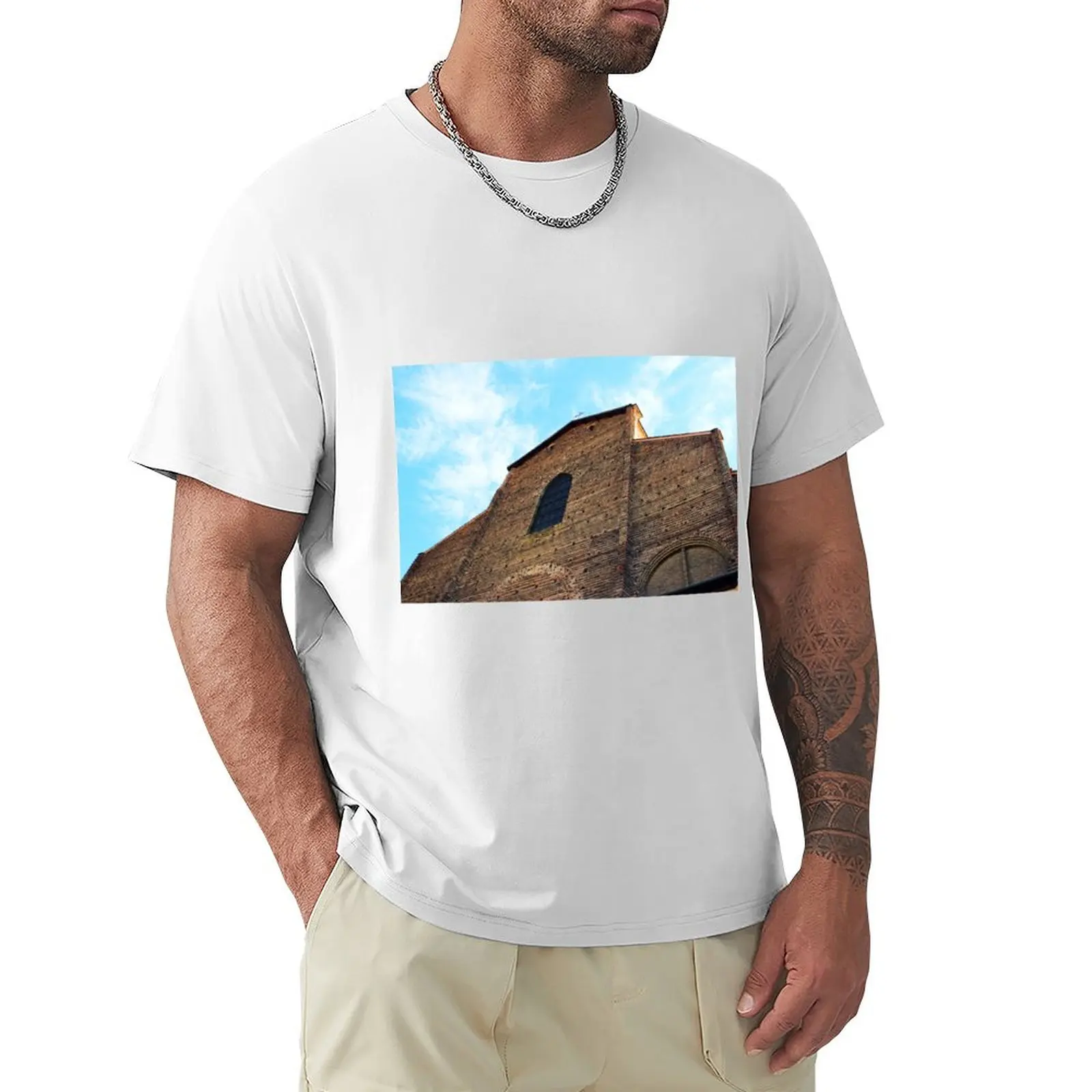 Facade of Basilica of Saint Petronius in Bologna T-shirt aesthetic clothes plain customs design your own t shirt men