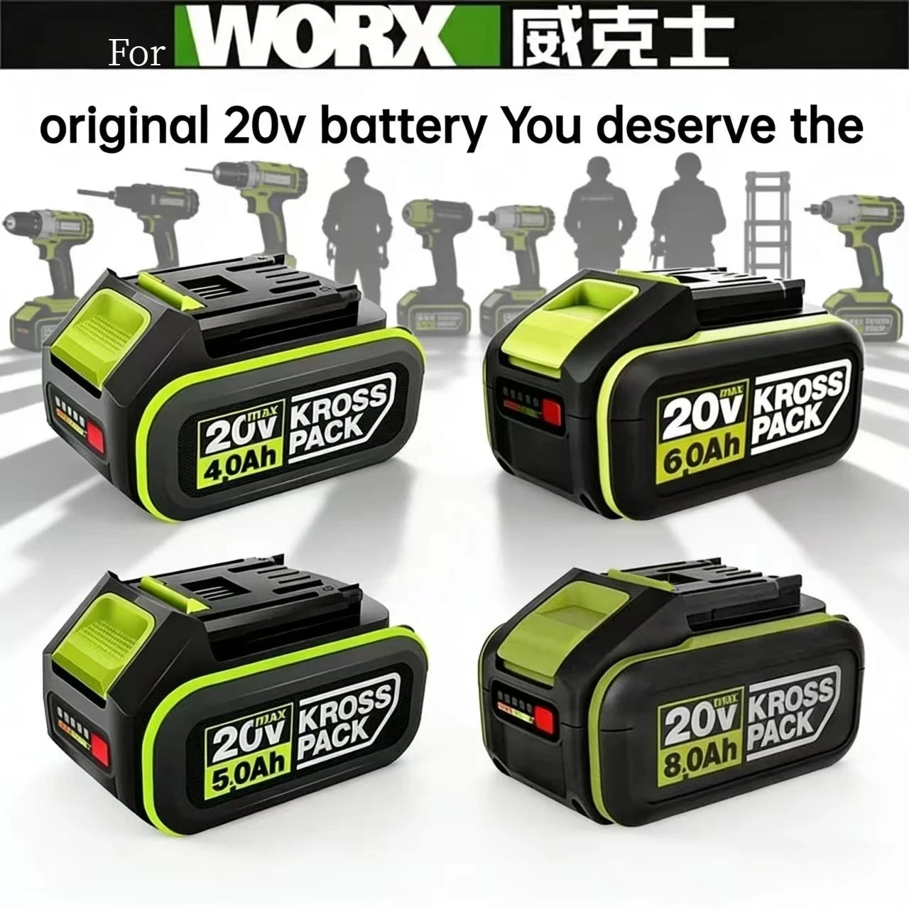 

100% Original For WORX Replacement Battery 20V 6.0Ah/8.0Ah WORX power tool series compatible with WA3016 WA3023 WA3054 WA3027