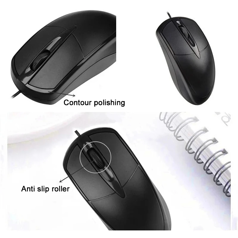 Xiaomi ماوس سلكي USB ماوس بصري للكمبيوتر بتصميم مريح 1200 ديسيبل متوحد الخواص 3 أزرار ماوس للاستخدام المنزلي المكتبي