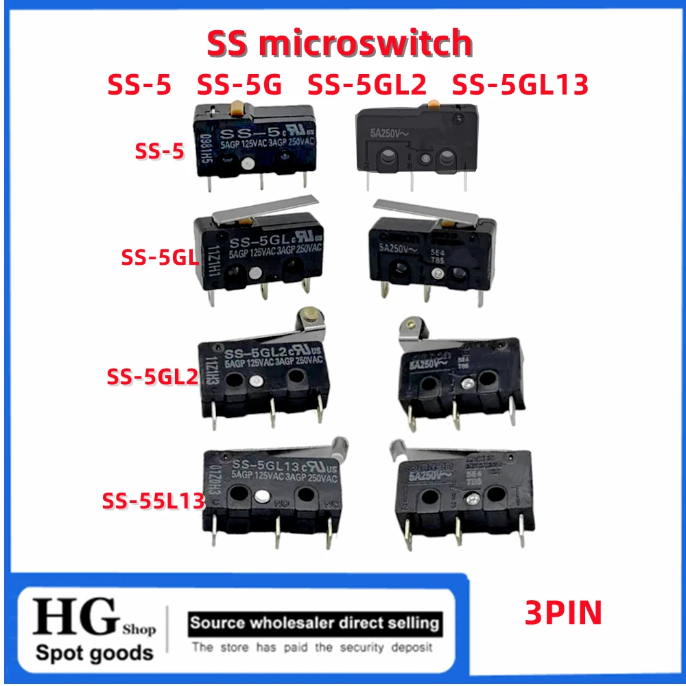 5-10PCS/Lot Original SS microswitch SS-5 SS-5GL SS-5GL2 SS-5GL13 3-pin small micro travel limit switch