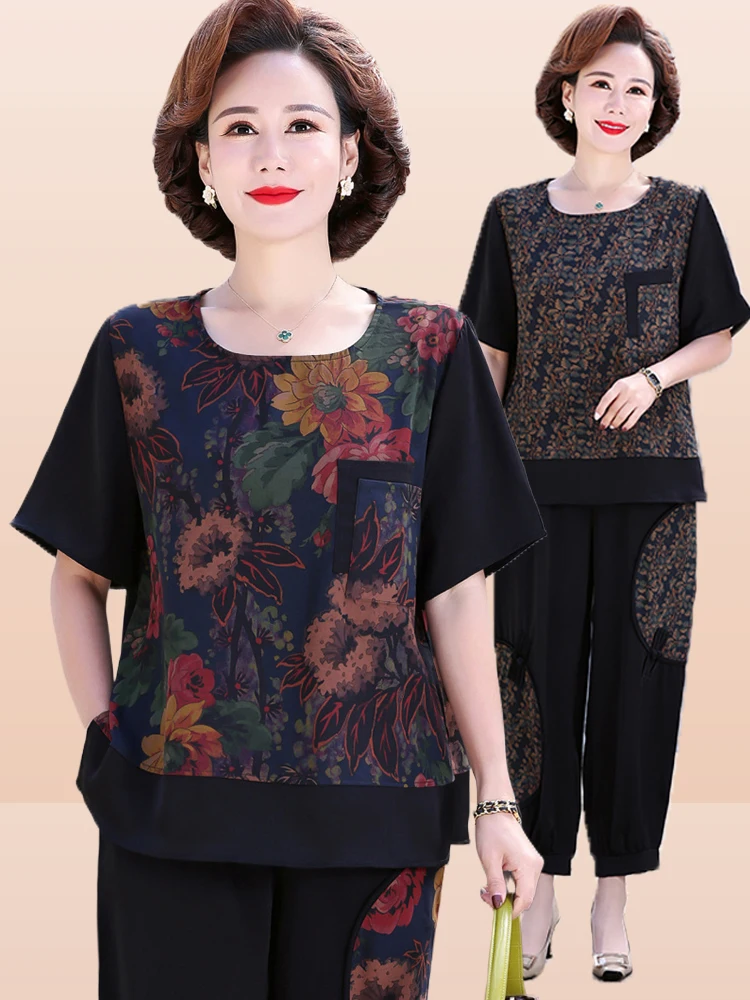 elegant-summer-outfit-for-elderly-women-short-sleeve-t-shirt-casual-loose-two-piece-set-fashionable-mommy-grandmother-wear