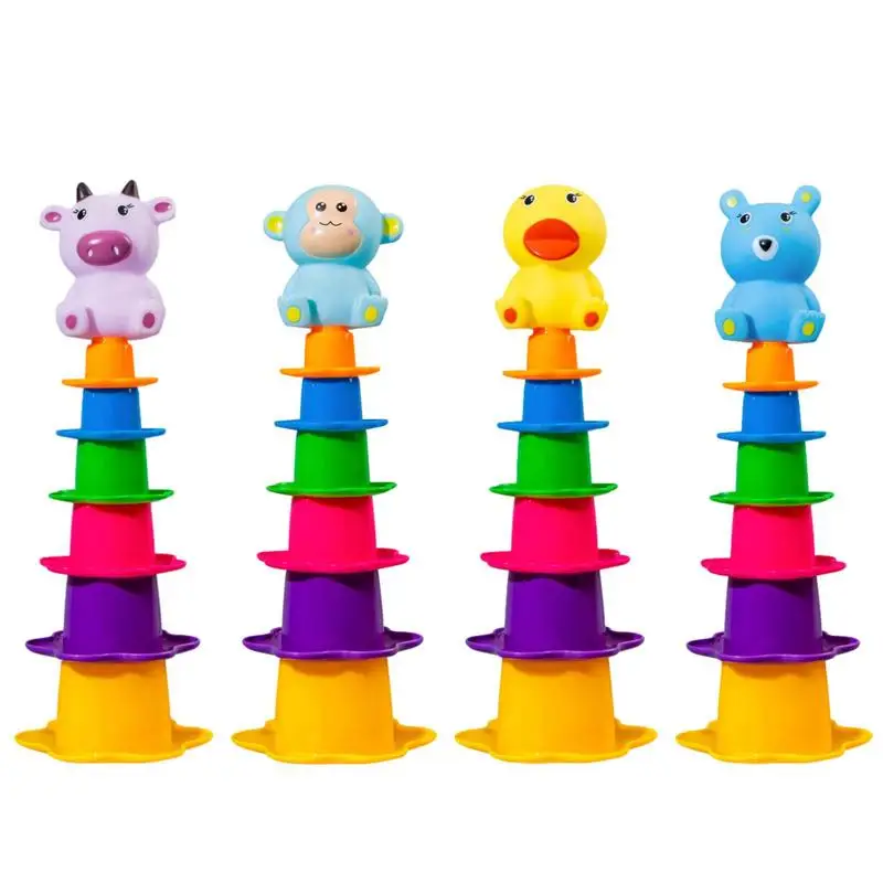 Baby Bath Toys Toddler Bath Rainbow Cups Baby Stacking Water Toys For Kids Girls Friends Family