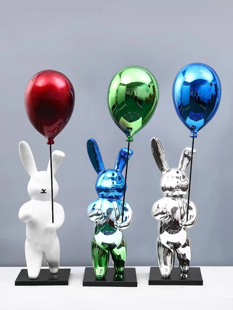 Large light Luxury Balloon Rabbit Bear Sculptures Nordic Home Decor Model Room Statues Soft Decoration Figurine Home Decoration