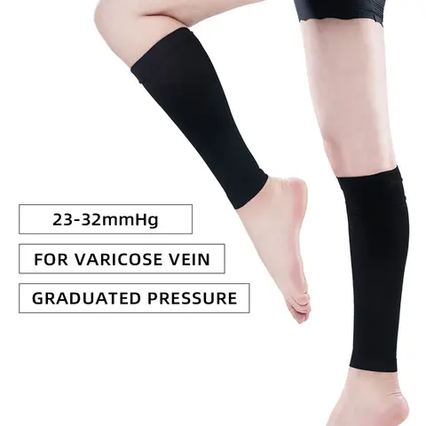 Legbeauty Plus Size Medical Compression Calf Sock Unisex Sport Calf Support Sleeve Leg Footless 23-32mmHg Varicose Vein Stocking