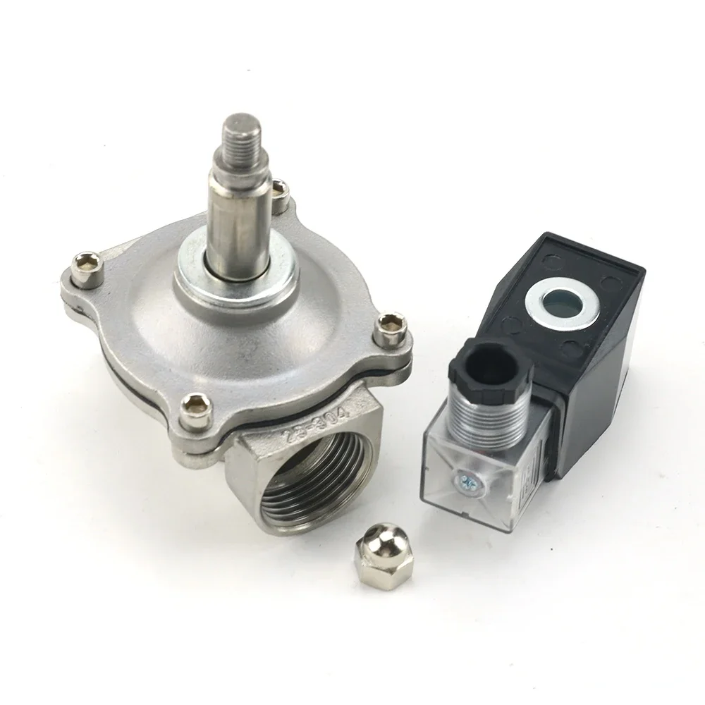1/2" 3/4" 1" Stainless Steel Normally Closed Electric Solenoid Valve Water  DN15 DN20 With IP65 DIN Coil AC 110V/220V/24V DC 12V