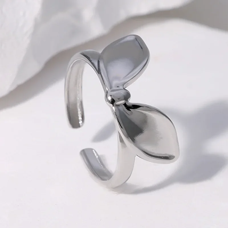 Fashion Cute Bunny Ears Rings for Women Lovely Bow Stainless Steel Non-fading Adjustable Finger Ring Party Jewelry Gift New
