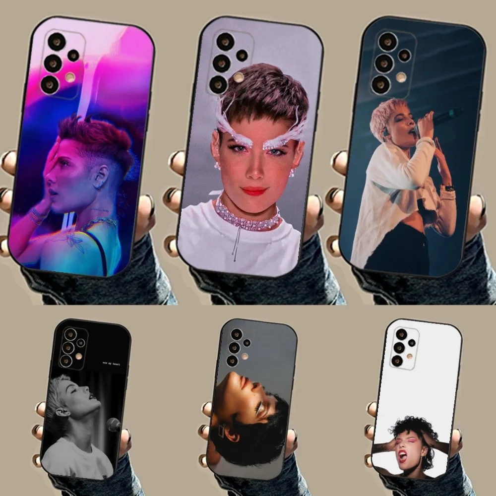 Halsey Singer Phone Case For Samsung S24,23,23,22,30,21,10,9,Note20 Ultra,Lite,Ultra,5G,Plus,FE,Black Soft Case