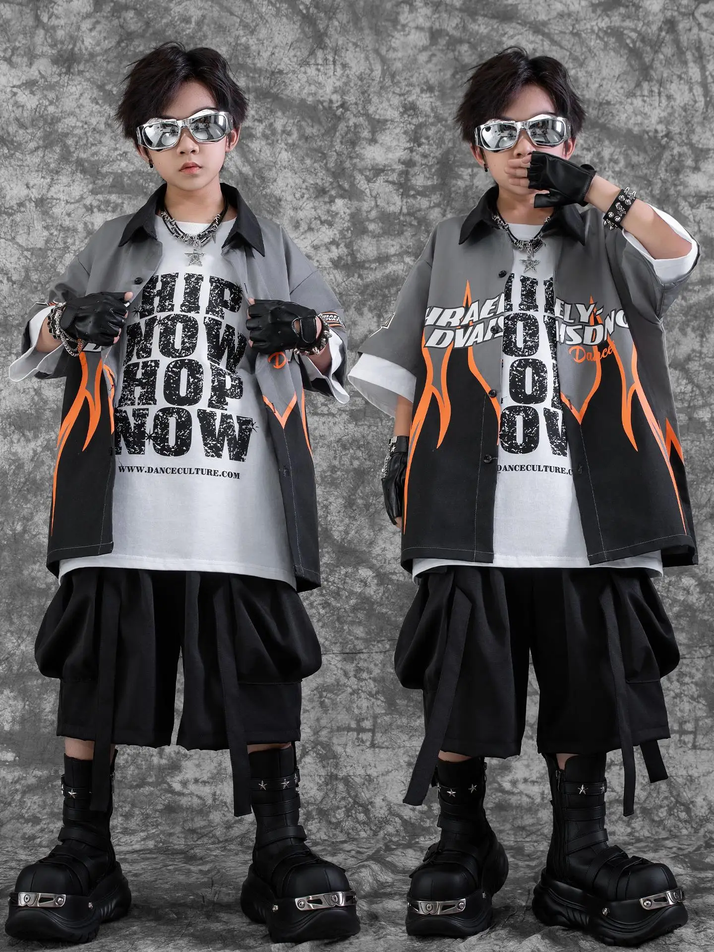 

2026 Hip Hop Dance Performance Costumes For Girls Loose Kpop Outfits Boys Streetwear Modern Jazz Dance Rave Clothes DQS20099