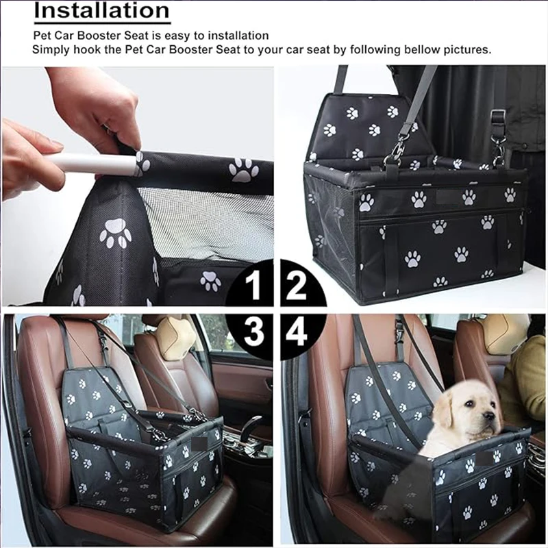 High Quality Pet Dog Car Booster Seat Pet Mesh Puppy Safety Belt Stable Foldable Travel Pet Dog Car Seat Booster Basket