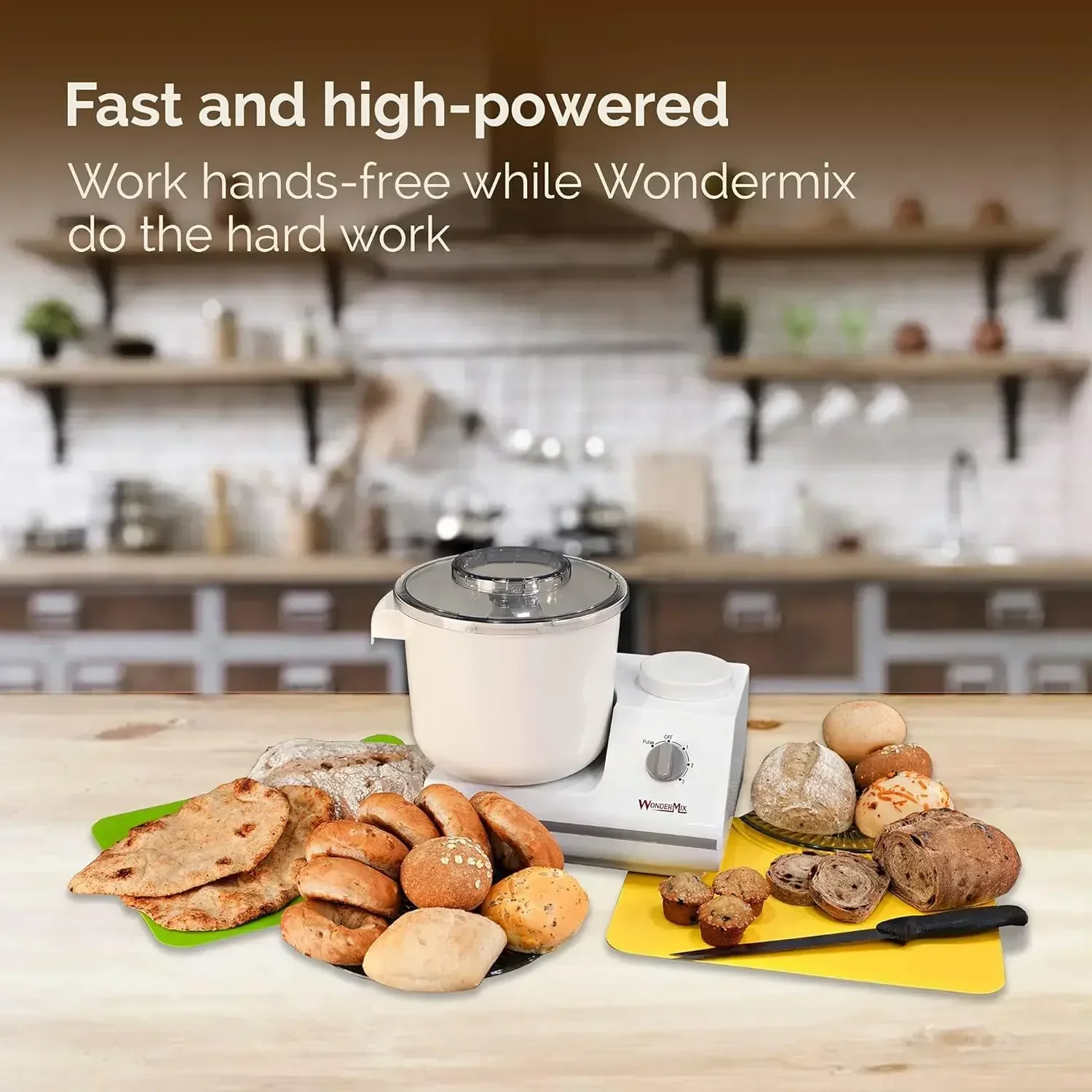 WONDERMILL -Complete Bread Dough Mixer Machine with Dough Hook -Bread Kneader and  Maker Kneading Machine