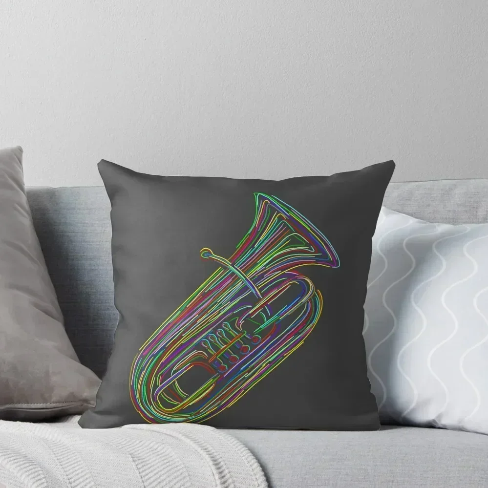 

Colorful Tuba Sticker Throw Pillow New year Plaid Sofa Couch Pillows Christmas s Covers pillow