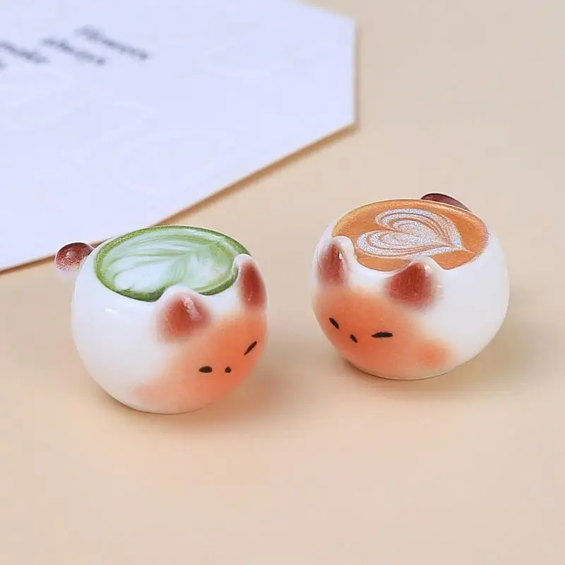 5/10pcs Resin Cat Shaped Coffee Non Porous Beads Cat Latte Mini Figurines